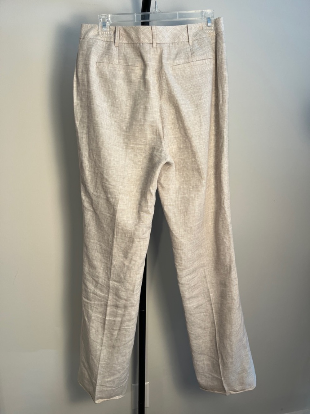 brooks brothers Catherine pant plaid high waist 100% linen tan white lined sz 8 - Picture 4 of 6